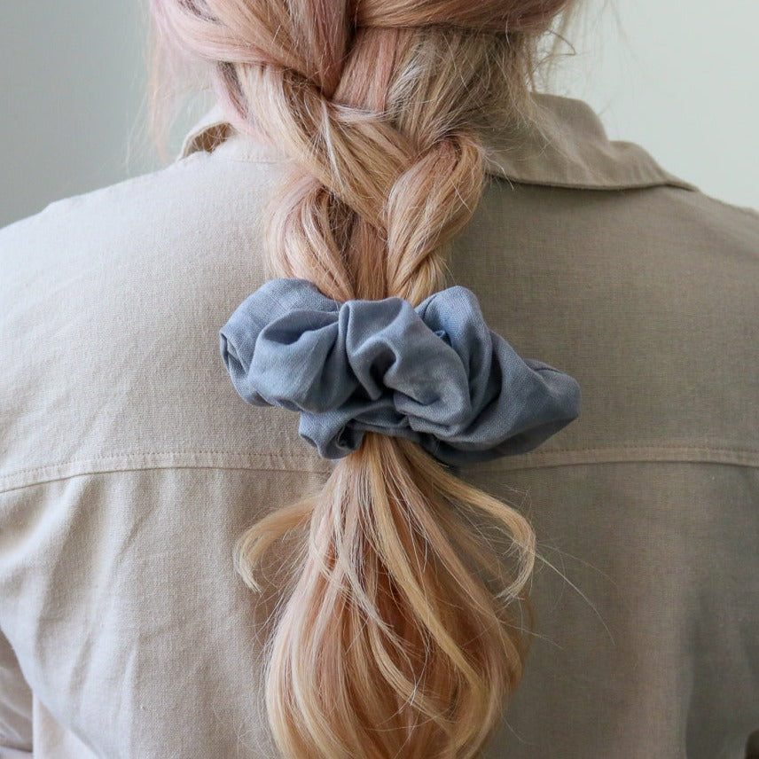 Grey Linen Scrunchie - Hiccups & Buttercups -