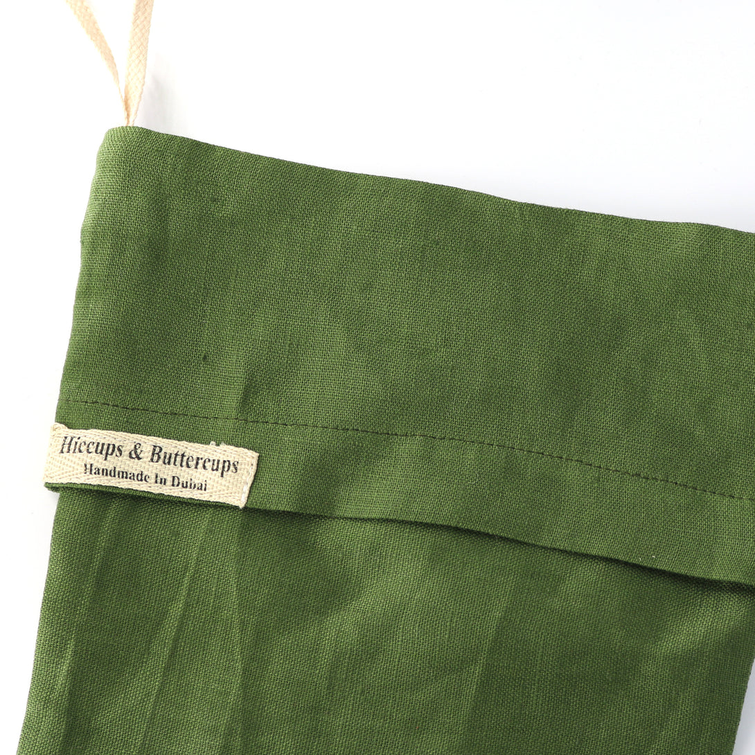 Linen Christmas Stocking - Hiccups & Buttercups - Fern
