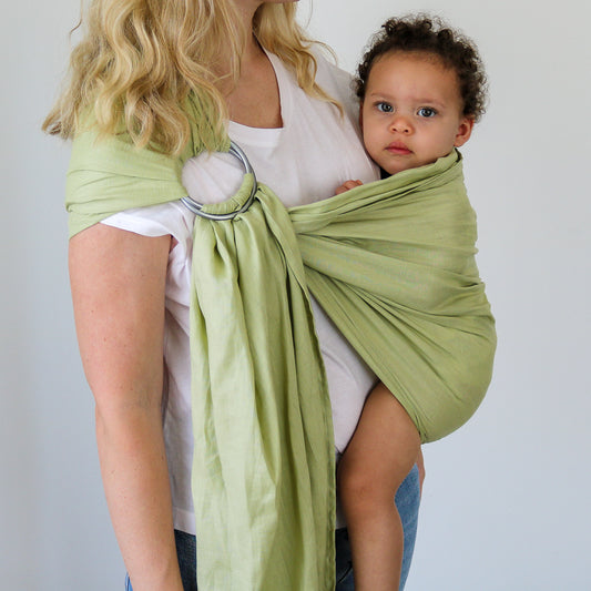 Pistachio Baby Sling - Light Grey Rings - Hiccups & Buttercups - Pistachio - Light Grey Rings