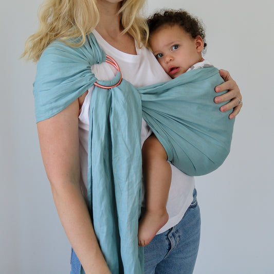 Soft Mint Baby Sling - Rose Gold Rings - Hiccups & Buttercups - Soft Mint - Rose Gold