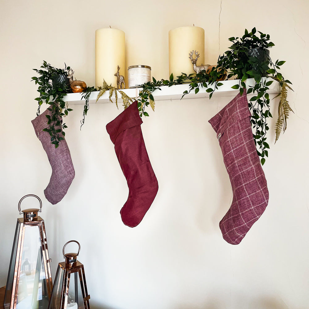 Linen Christmas Stocking - Hiccups & Buttercups -